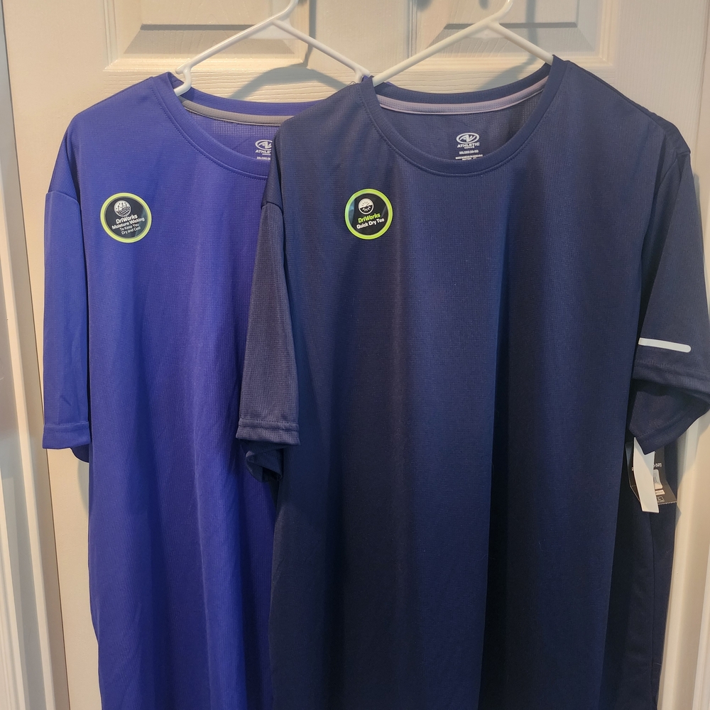 Set Of 2, Athletic Works Blue and Navy Performance Shirts, NWT, 2X